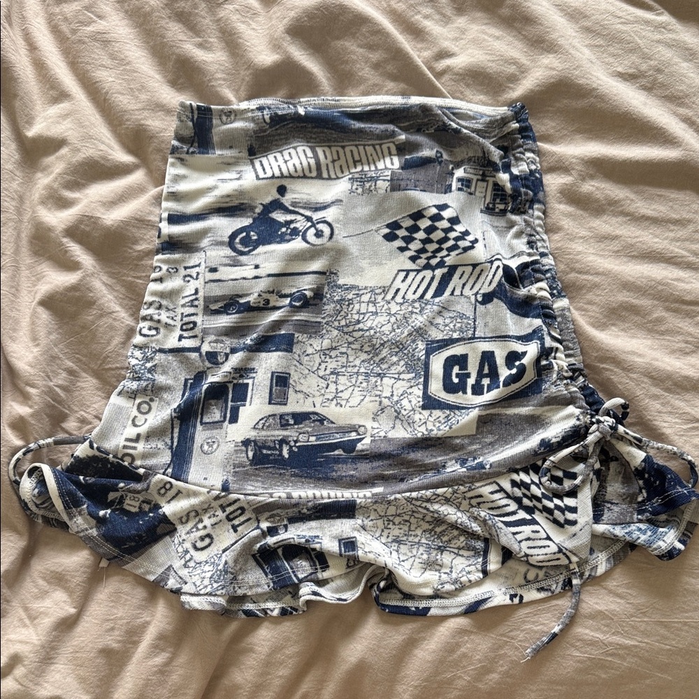 Vintage Style Hot Rod Graphic Skirt and Top- Navy & White